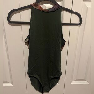 Ballet Rosa size S mock neck leotard with floral mesh